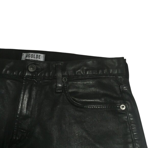 AGOLDE Women's Coated Black Jeanette Mini Skirt Stretch Size 28 Grunge Punk - Picture 11 of 16